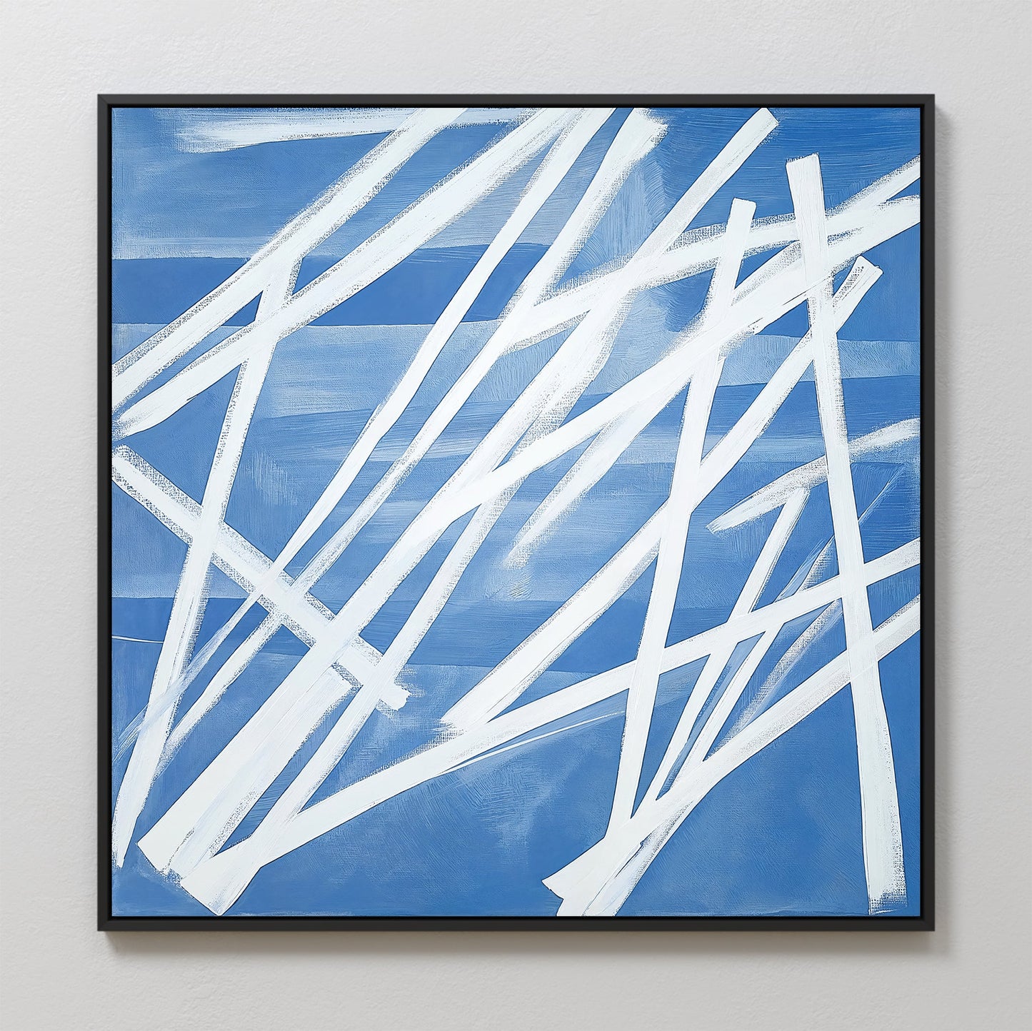 Abstract Blue Ice Field Oil Painting for Modern Home Decor