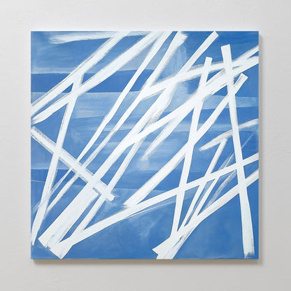 Abstract Blue Ice Field Oil Painting for Modern Home Decor