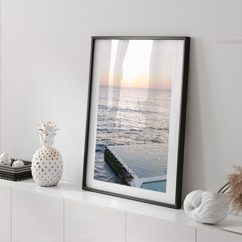 Tranquil Sunrise Over Icebergs and Serene Ocean Landscape Oil Painting