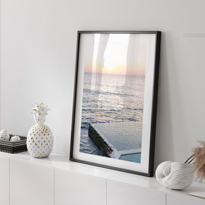 Tranquil Sunrise Over Icebergs and Serene Ocean Landscape Oil Painting