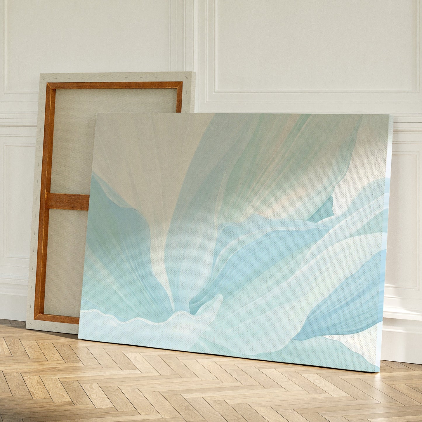 Serene Icy Petals Abstract Oil Painting for Modern Home Décor