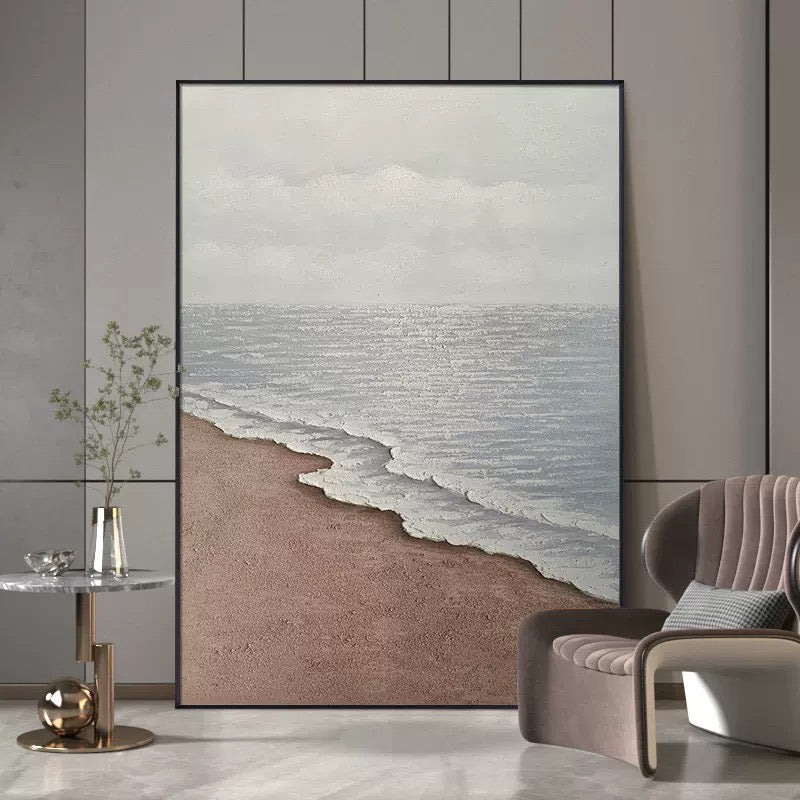 Quiet Beach Low Tide Coastal Oil Painting
