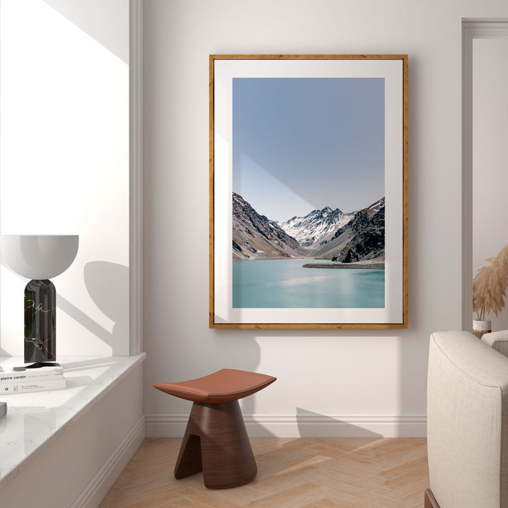 Stunning Mountain Lake Landscape Oil Painting - Tranquil Waters and Majestic Peaks