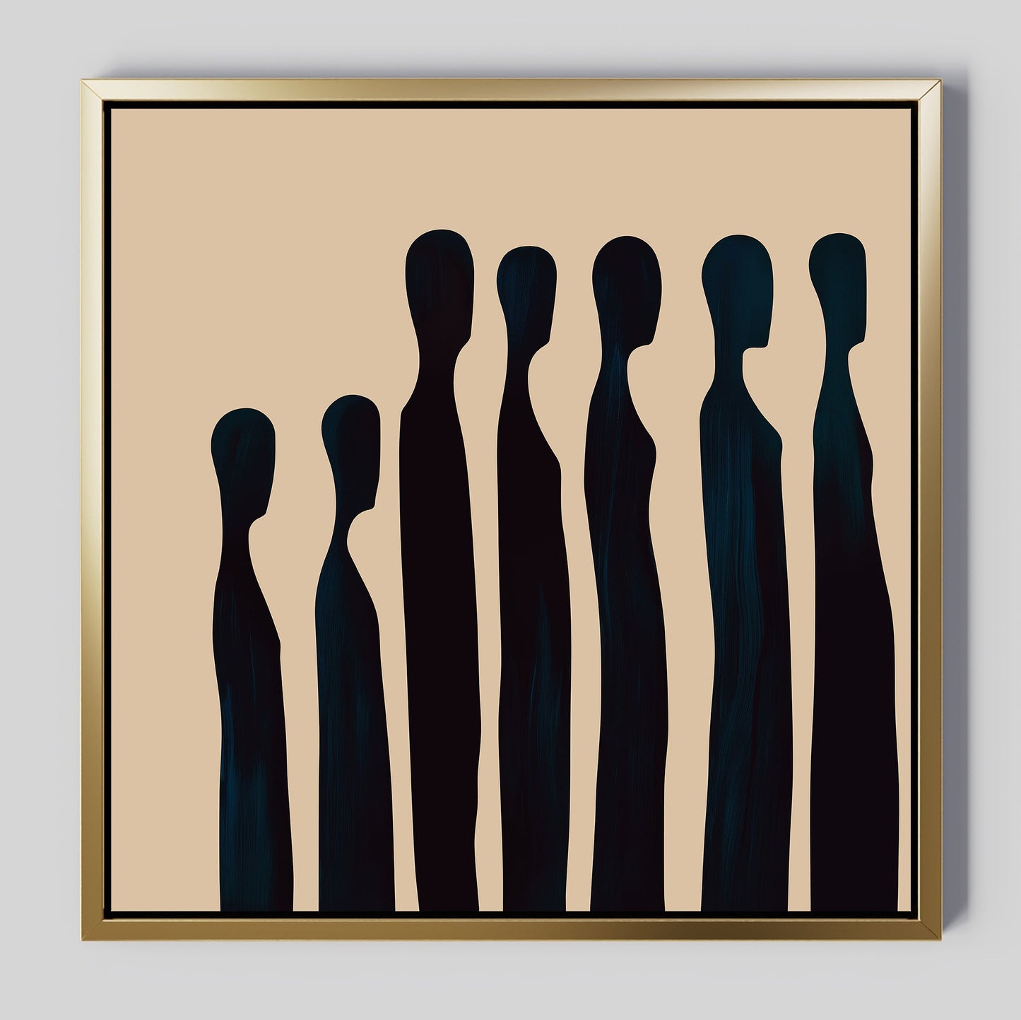 Abstract Indigo Figure Art - Modern Canvas Painting for Contemporary Décor