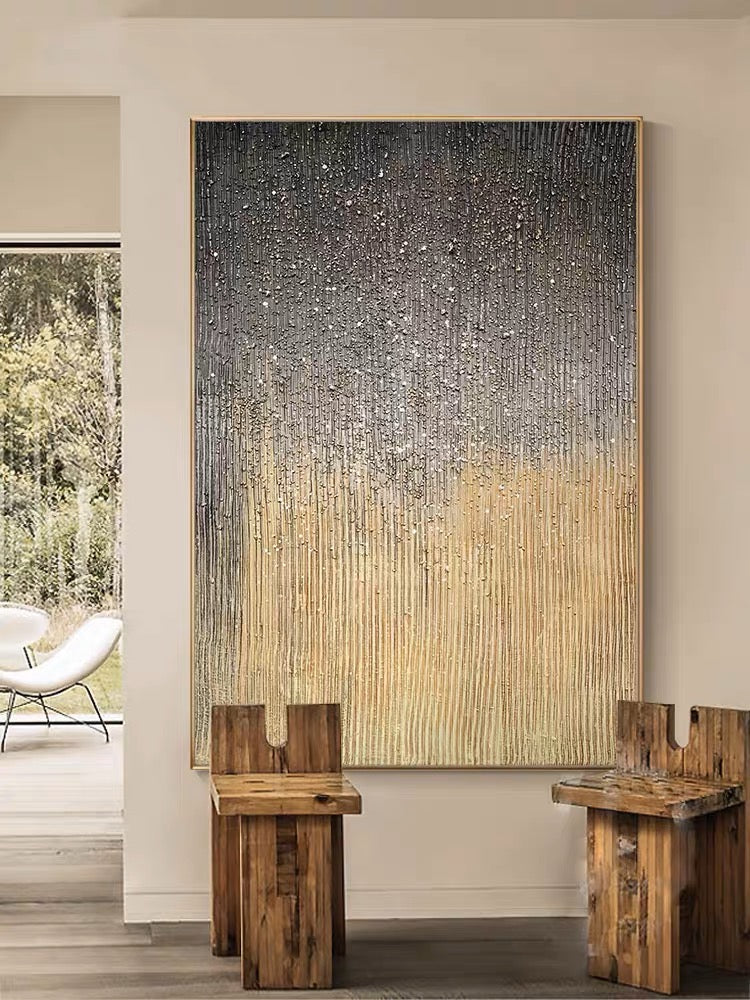 Serene Abstract Oil Painting with Textured Gradients and Sparkling Highlights