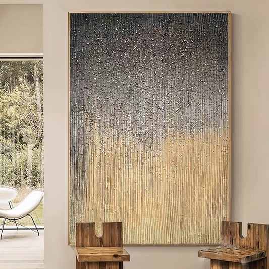 Serene Abstract Oil Painting with Textured Gradients and Sparkling Highlights