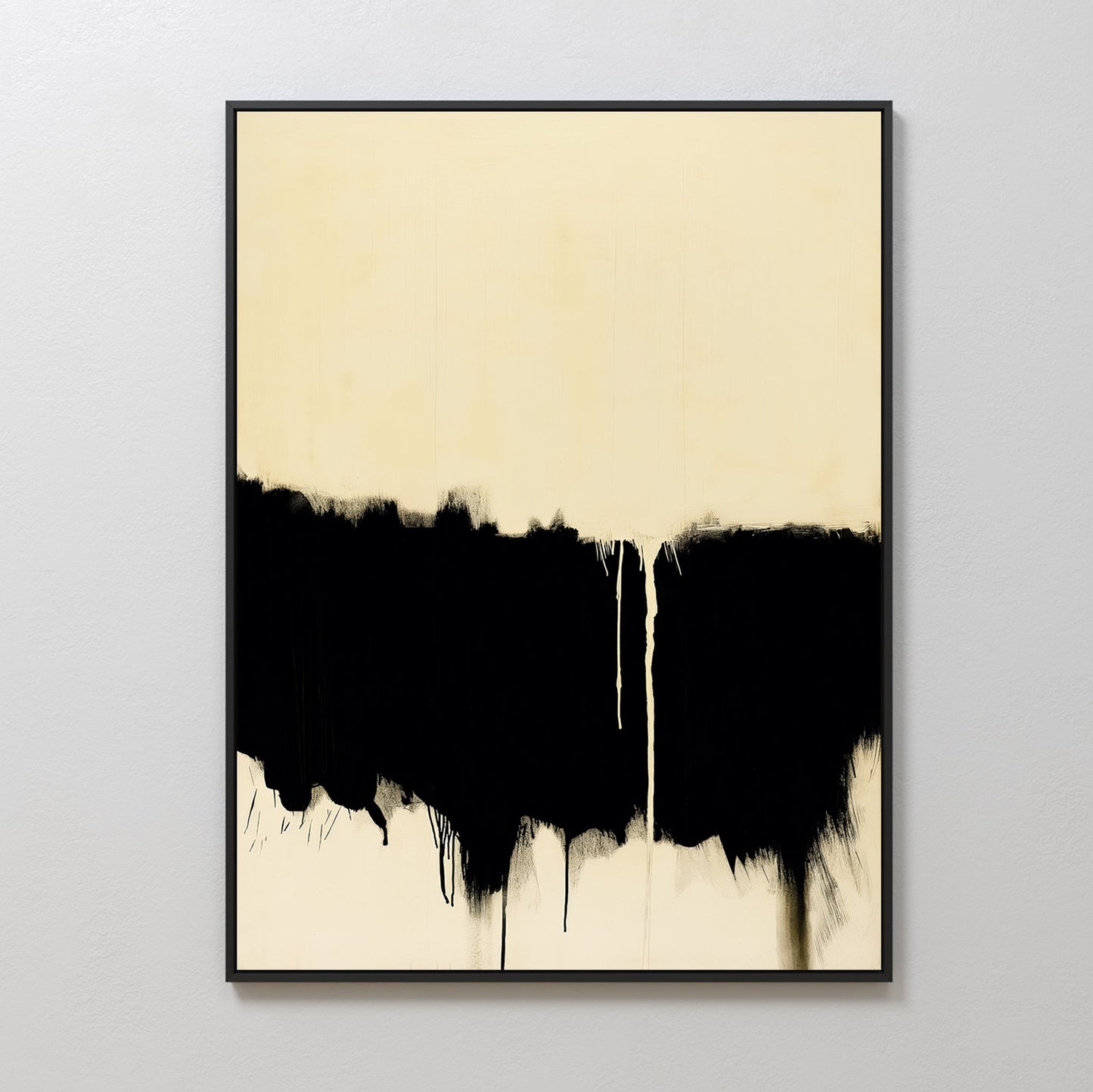 Modern Inkfall Abstract Oil Painting for Contemporary Home Decor