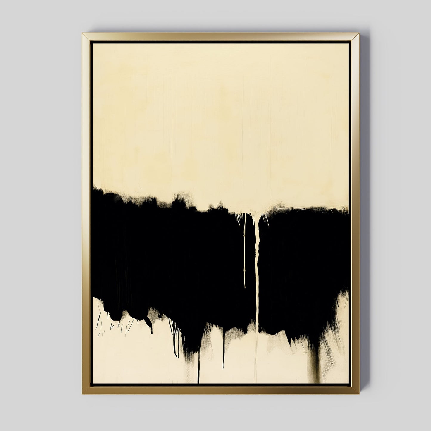 Modern Inkfall Abstract Oil Painting for Contemporary Home Decor