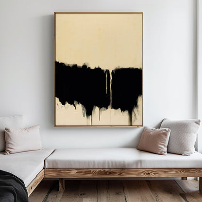 Modern Inkfall Abstract Oil Painting for Contemporary Home Decor