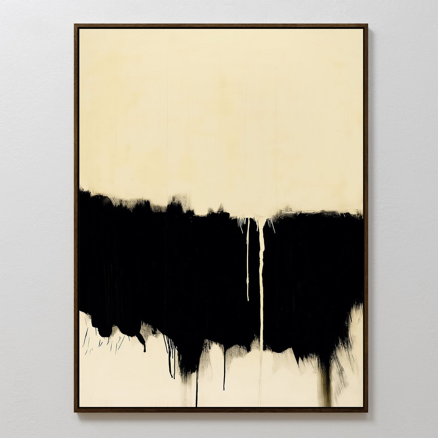 Modern Inkfall Abstract Oil Painting for Contemporary Home Decor