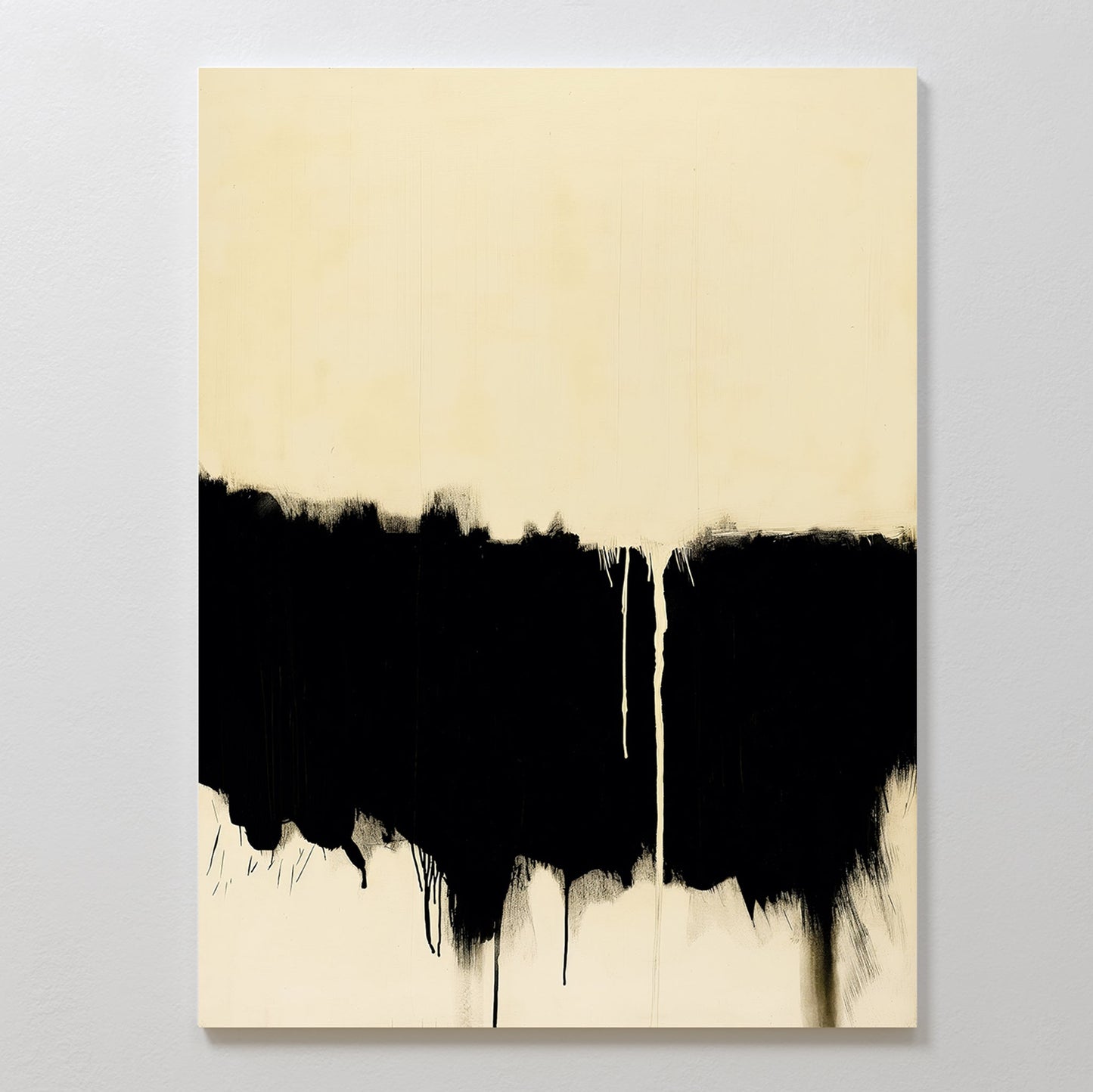 Modern Inkfall Abstract Oil Painting for Contemporary Home Decor