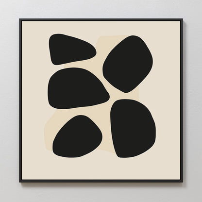 Abstract Black Pebbles Oil Painting for Modern Home Decor