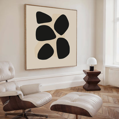 Abstract Black Pebbles Oil Painting for Modern Home Decor