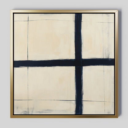 Modern Abstract Intersection Wall Art | Minimalist Oil Painting for Home Decor