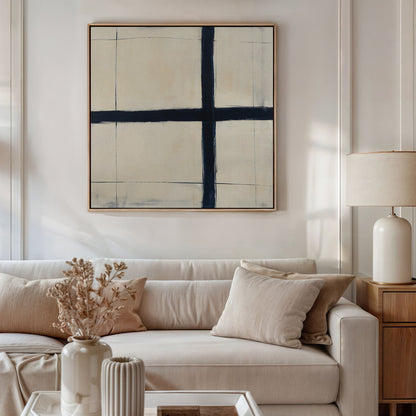 Modern Abstract Intersection Wall Art | Minimalist Oil Painting for Home Decor