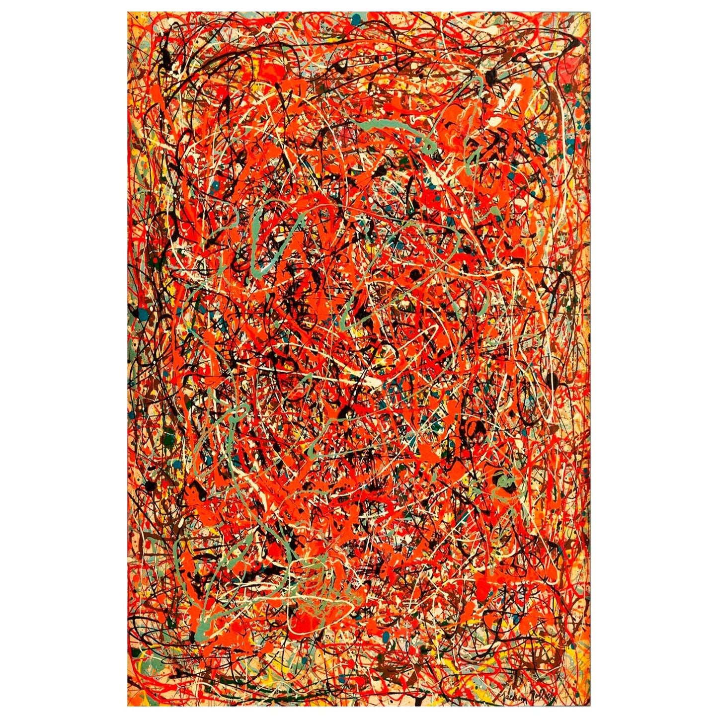 Vivid Abstract Red Oil Painting with Dynamic Energy and Texture