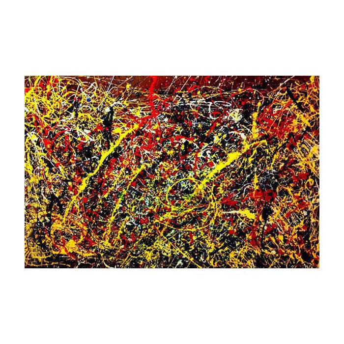 Vibrant Abstract Oil Painting with Fiery Eruptions and Dynamic Colors