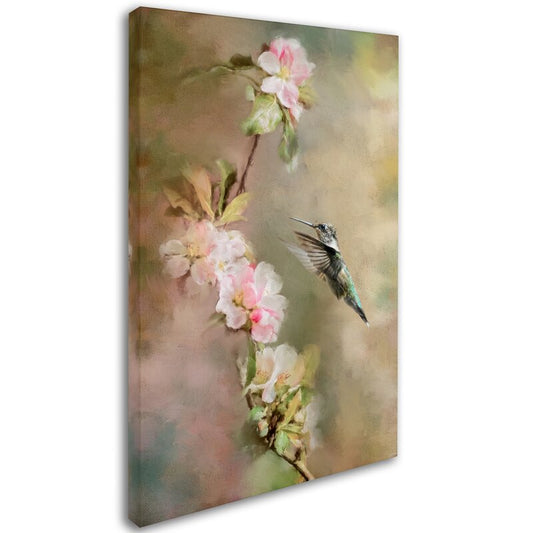 Enchanting Hummingbird in Blooming Floral Paradise Oil Painting
