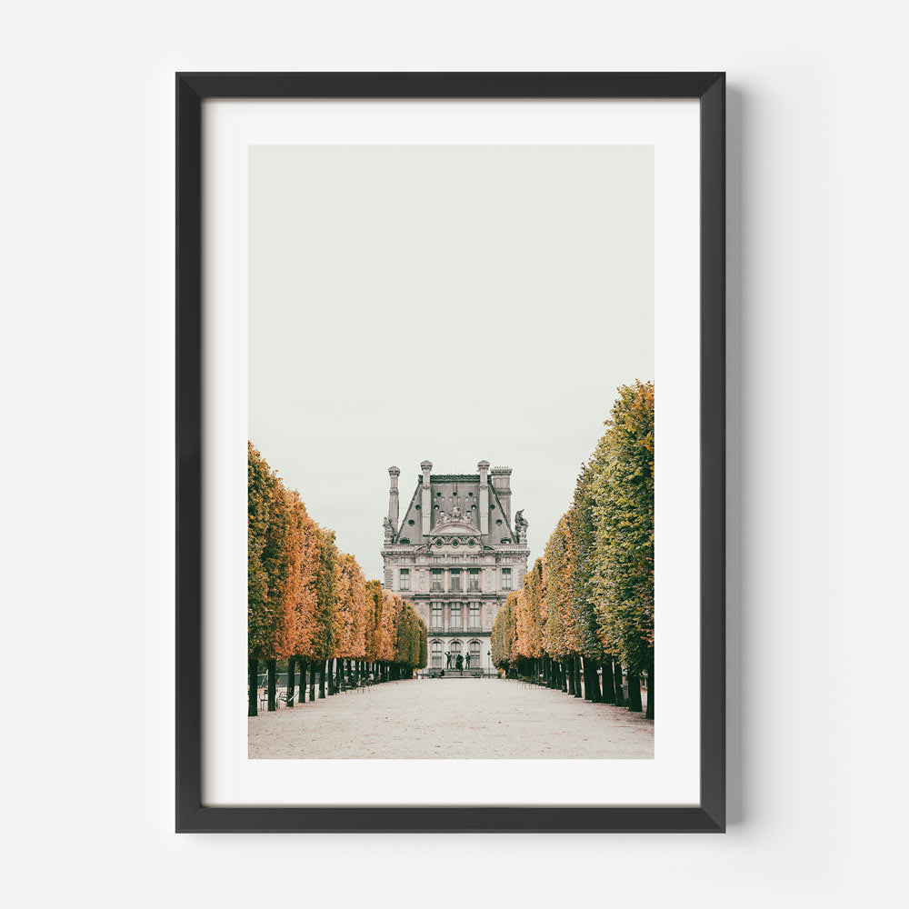 Autumn Pathway in Tuileries Garden - Elegant Oil Painting of Parisian Landscape