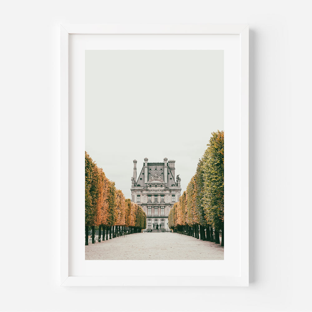 Autumn Pathway in Tuileries Garden - Elegant Oil Painting of Parisian Landscape