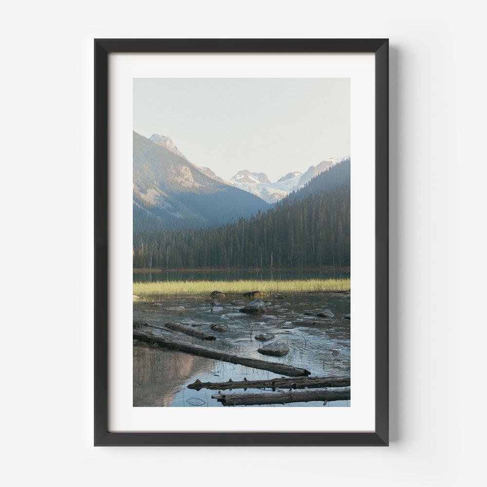 Scenic Mountain Reflection Oil Painting of Joffre Peak in Tranquil Wilderness