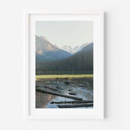 Scenic Mountain Reflection Oil Painting of Joffre Peak in Tranquil Wilderness