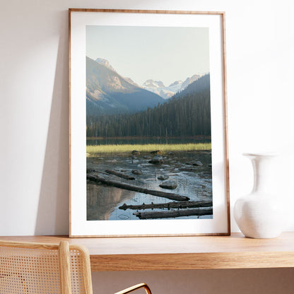 Scenic Mountain Reflection Oil Painting of Joffre Peak in Tranquil Wilderness