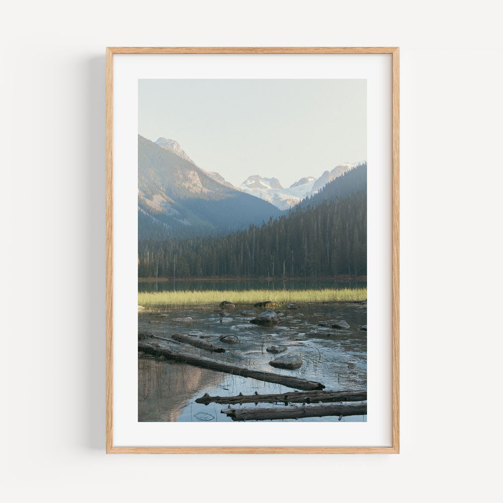 Scenic Mountain Reflection Oil Painting of Joffre Peak in Tranquil Wilderness