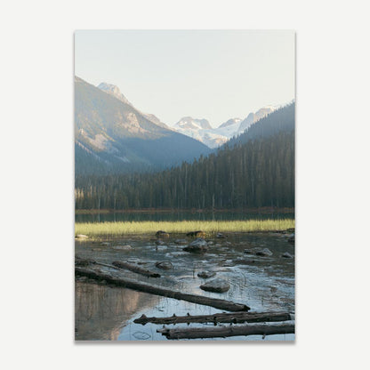 Scenic Mountain Reflection Oil Painting of Joffre Peak in Tranquil Wilderness