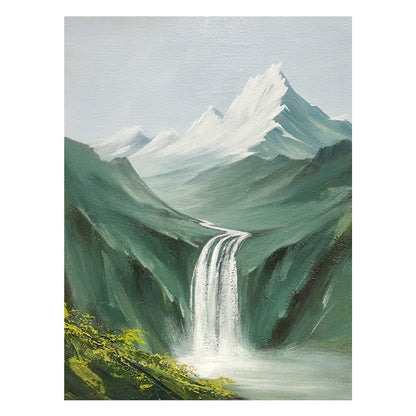 Mountain Waterfall European Alps Nature Oil Painting 148MW