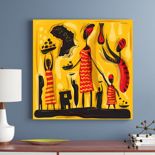 Vibrant Abstract African Art Painting - Tribal Safari Life Decor