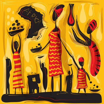 Vibrant Abstract African Art Painting - Tribal Safari Life Decor