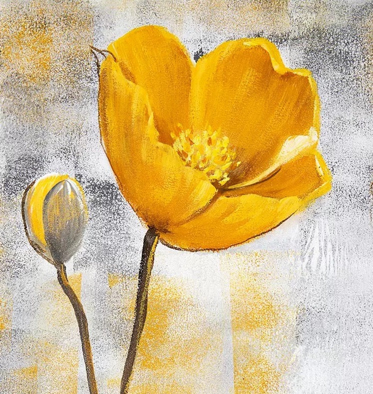 Poppy Flower Bright Scenic Oil Painting