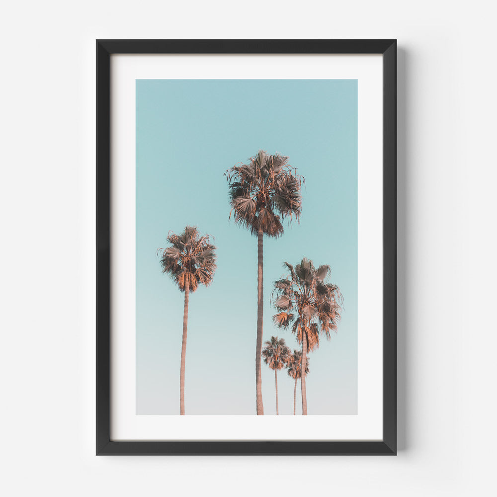 Tropical Serenity: Vibrant Palm Trees Against Coastal Sky Oil Painting
