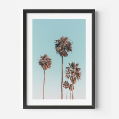 Tropical Serenity: Vibrant Palm Trees Against Coastal Sky Oil Painting