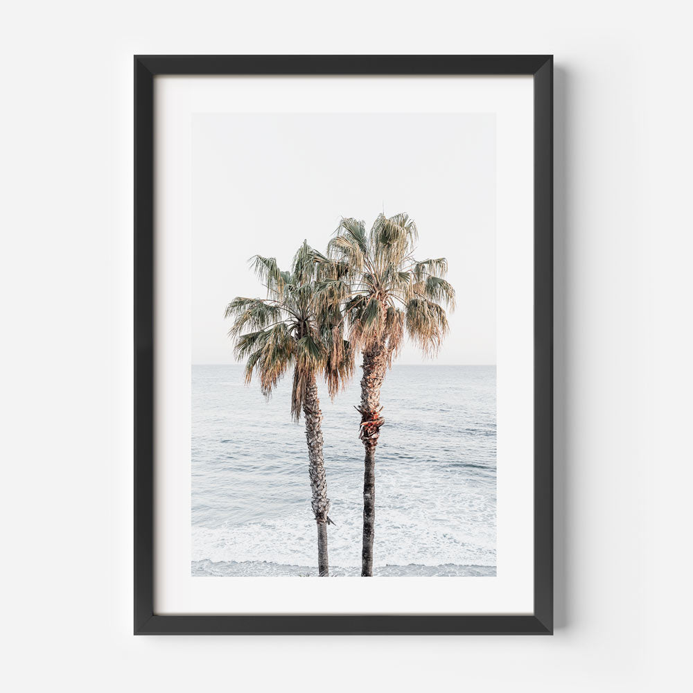 Tropical Serenity: Oil Painting of Palm Trees by the Ocean