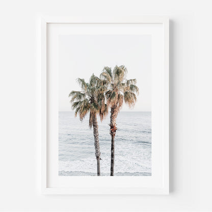 Tropical Serenity: Oil Painting of Palm Trees by the Ocean