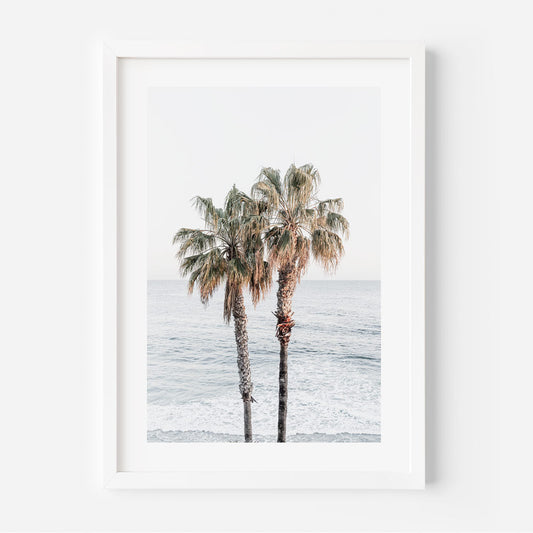 Tropical Serenity: Oil Painting of Palm Trees by the Ocean