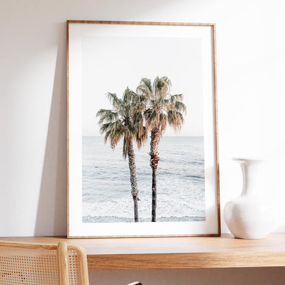 Tropical Serenity: Oil Painting of Palm Trees by the Ocean