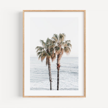 Tropical Serenity: Oil Painting of Palm Trees by the Ocean