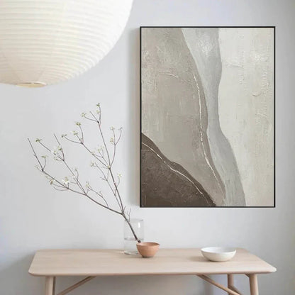 Tranquil Abstract Landscape in Earth Tones - Modern Oil Painting for Home Decor