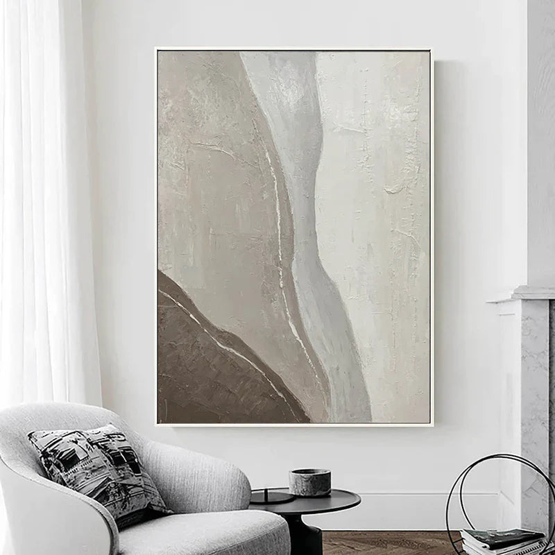 Tranquil Abstract Landscape in Earth Tones - Modern Oil Painting for Home Decor