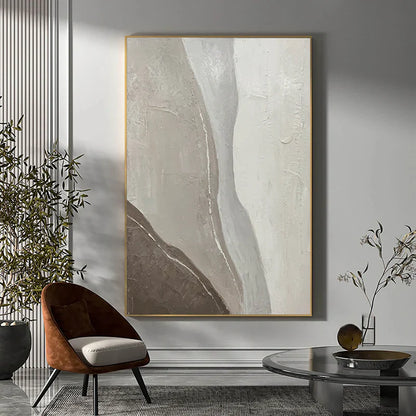 Tranquil Abstract Landscape in Earth Tones - Modern Oil Painting for Home Decor