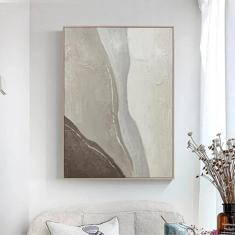 Tranquil Abstract Landscape in Earth Tones - Modern Oil Painting for Home Decor