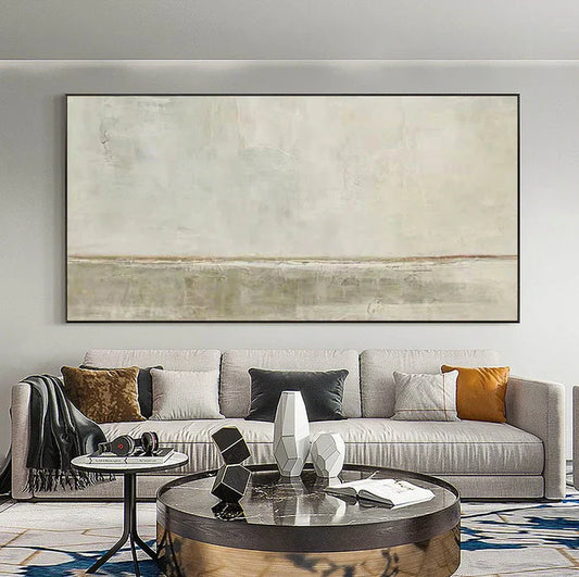 Serene Neutral Landscape Abstract Oil Painting for Modern Home Decor