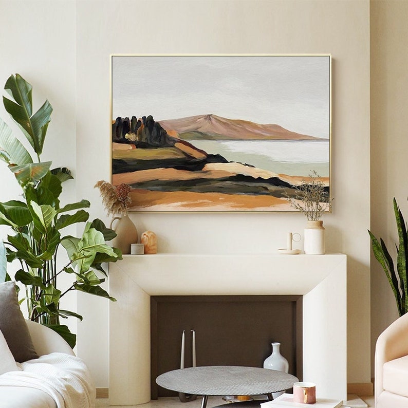 Serene Coastal Landscape Oil Painting for Modern Home Decor