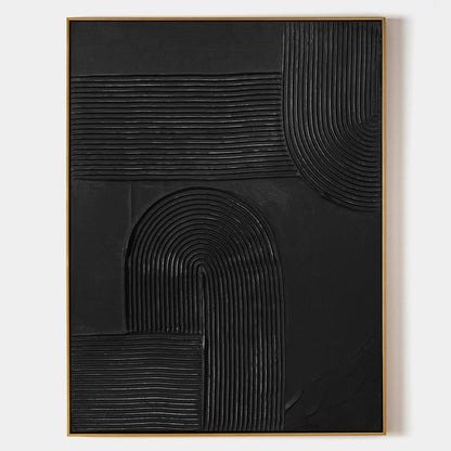 Elegant Black Minimalist Abstract Oil Painting for Modern Home Decor