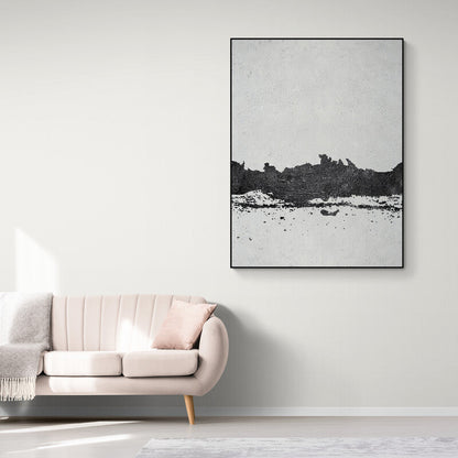 Abstract Black and White Oil Painting Capturing Tranquility and Silence