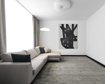 Abstract Black and White Oil Painting - Modern Wall Art for Elegant Interiors