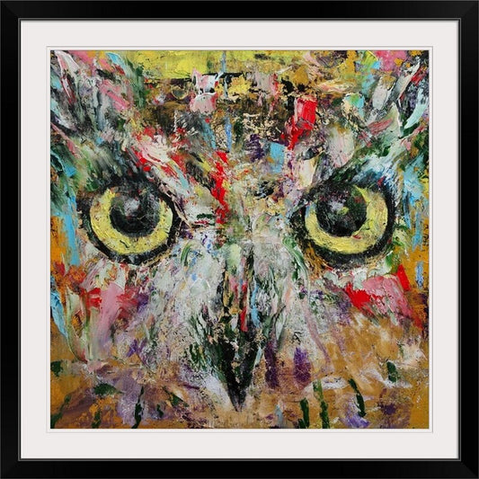 Mystic Owl Abstract Oil Painting